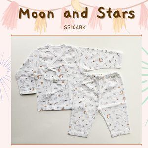 Baby Pajama/Set/Top/Pants/Newborn/Infant/Baby/Spring/Summer/Moon &Star/Bk &Wh